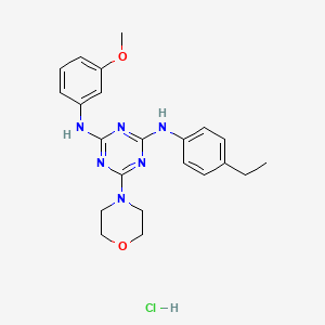 molecular formula C22H27ClN6O2 B2607196 N2-(4-ETHYLPHENYL)-N4-(3-METHOXYPHENYL)-6-(MORPHOLIN-4-YL)-1,3,5-TRIAZINE-2,4-DIAMINE HYDROCHLORIDE CAS No. 1179480-98-8