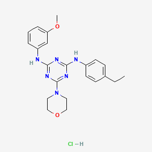 molecular formula C22H27ClN6O2 B2607196 N2-(4-ethylphenyl)-N4-(3-methoxyphenyl)-6-morpholino-1,3,5-triazine-2,4-diamine hydrochloride CAS No. 1179480-98-8