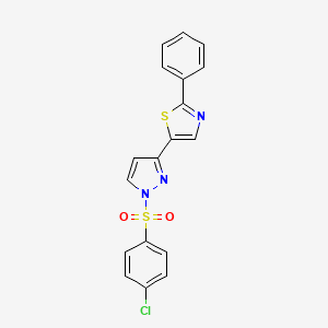 5-(1-((4-Chlorophenyl)sulfonyl)-1H-pyrazol-3-yl)-2-phenyl-1,3-thiazole