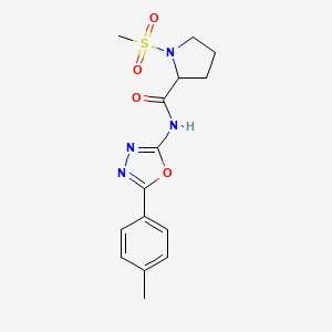 molecular formula C15H18N4O4S B2607207 1-(methylsulfonyl)-N-(5-(p-tolyl)-1,3,4-oxadiazol-2-yl)pyrrolidine-2-carboxamide CAS No. 1236258-72-2