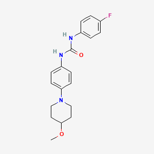molecular formula C19H22FN3O2 B2607213 1-(4-Fluorophenyl)-3-(4-(4-methoxypiperidin-1-yl)phenyl)urea CAS No. 1448044-90-3