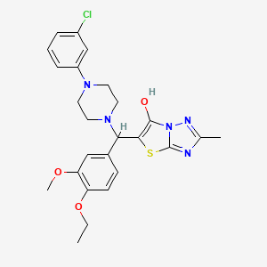B2607225 5-((4-(3-Chlorophenyl)piperazin-1-yl)(4-ethoxy-3-methoxyphenyl)methyl)-2-methylthiazolo[3,2-b][1,2,4]triazol-6-ol CAS No. 869344-07-0