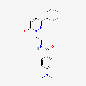 molecular formula C21H22N4O2 B2607247 4-(dimethylamino)-N-(2-(6-oxo-3-phenylpyridazin-1(6H)-yl)ethyl)benzamide CAS No. 921528-78-1