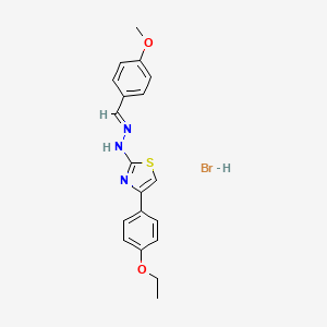 molecular formula C19H20BrN3O2S B2607248 (Z)-4-(4-ethoxyphenyl)-2-((E)-(4-methoxybenzylidene)hydrazono)-2,3-dihydrothiazole hydrobromide CAS No. 1217209-29-4