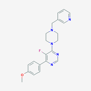 molecular formula C21H22FN5O B2607269 5-Fluoro-4-(4-methoxyphenyl)-6-[4-(pyridin-3-ylmethyl)piperazin-1-yl]pyrimidine CAS No. 2380086-43-9