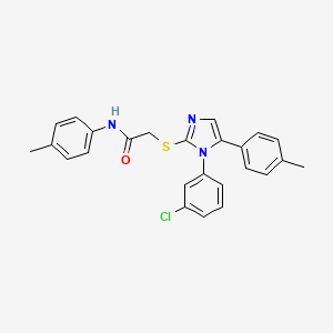 molecular formula C25H22ClN3OS B2607272 2-((1-(3-chlorophenyl)-5-(p-tolyl)-1H-imidazol-2-yl)thio)-N-(p-tolyl)acetamide CAS No. 1207045-37-1