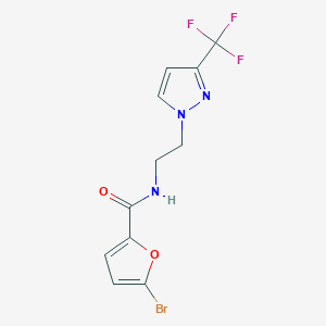 molecular formula C11H9BrF3N3O2 B2607276 5-溴-N-(2-(3-(三氟甲基)-1H-吡唑-1-基)乙基)呋喃-2-甲酰胺 CAS No. 1448035-65-1