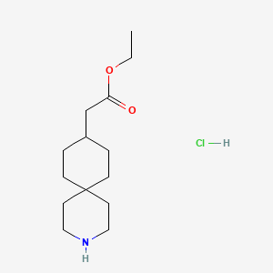 molecular formula C14H26ClNO2 B2607316 3-Azaspiro[5.5]undecane-9-acetic acid ethyl ester hydrochloride CAS No. 1803608-00-5