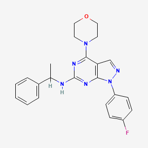 molecular formula C23H23FN6O B2607321 1-(4-fluorophenyl)-4-morpholino-N-(1-phenylethyl)-1H-pyrazolo[3,4-d]pyrimidin-6-amine CAS No. 1206997-91-2