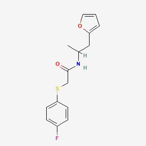 molecular formula C15H16FNO2S B2607328 2-((4-fluorophenyl)thio)-N-(1-(furan-2-yl)propan-2-yl)acetamide CAS No. 1219905-61-9