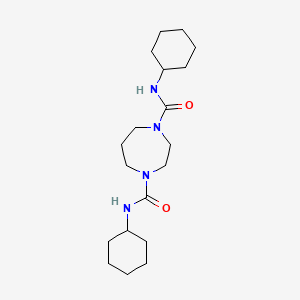 molecular formula C19H34N4O2 B2607331 N-cyclohexyl(4-(N-cyclohexylcarbamoyl)(1,4-diazaperhydroepinyl))formamide CAS No. 710329-22-9