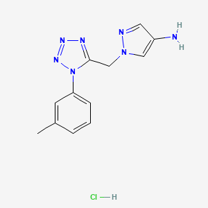 molecular formula C12H14ClN7 B2607335 1-{[1-(3-methylphenyl)-1H-1,2,3,4-tetrazol-5-yl]methyl}-1H-pyrazol-4-amine hydrochloride CAS No. 2104319-56-2