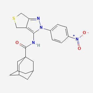molecular formula C22H24N4O3S B2607337 N-[2-(4-nitrophenyl)-4,6-dihydrothieno[3,4-c]pyrazol-3-yl]adamantane-1-carboxamide CAS No. 396724-14-4