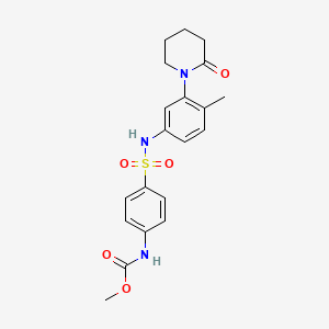 molecular formula C20H23N3O5S B2607338 methyl (4-(N-(4-methyl-3-(2-oxopiperidin-1-yl)phenyl)sulfamoyl)phenyl)carbamate CAS No. 1448123-16-7
