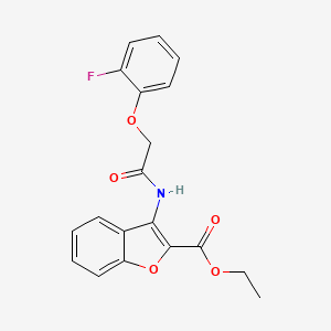 molecular formula C19H16FNO5 B2607360 Ethyl 3-(2-(2-fluorophenoxy)acetamido)benzofuran-2-carboxylate CAS No. 847406-61-5