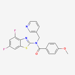 molecular formula C21H15F2N3O2S B2607464 N-(4,6-difluoro-1,3-benzothiazol-2-yl)-4-methoxy-N-[(pyridin-3-yl)methyl]benzamide CAS No. 895435-18-4