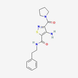 molecular formula C17H20N4O2S B2607504 4-amino-N-(2-phenylethyl)-3-(pyrrolidine-1-carbonyl)-1,2-thiazole-5-carboxamide CAS No. 1286718-94-2