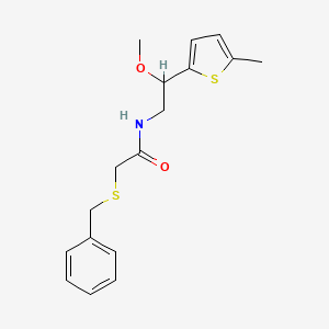 B2607508 2-(benzylthio)-N-(2-methoxy-2-(5-methylthiophen-2-yl)ethyl)acetamide CAS No. 1797895-75-0