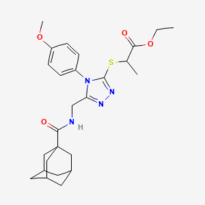molecular formula C26H34N4O4S B2607540 ethyl 2-[(5-{[(adamantan-1-yl)formamido]methyl}-4-(4-methoxyphenyl)-4H-1,2,4-triazol-3-yl)sulfanyl]propanoate CAS No. 476452-54-7