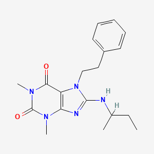 molecular formula C19H25N5O2 B2607594 8-(sec-butylamino)-1,3-dimethyl-7-phenethyl-1H-purine-2,6(3H,7H)-dione CAS No. 335403-54-8