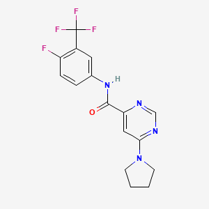 N-(4-fluoro-3-(trifluoromethyl)phenyl)-6-(pyrrolidin-1-yl)pyrimidine-4-carboxamide