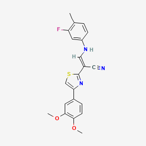 (E)-2-(4-(3,4-dimethoxyphenyl)thiazol-2-yl)-3-((3-fluoro-4-methylphenyl)amino)acrylonitrile