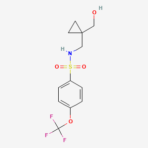 molecular formula C12H14F3NO4S B2607659 N-((1-(hydroxymethyl)cyclopropyl)methyl)-4-(trifluoromethoxy)benzenesulfonamide CAS No. 1257550-69-8