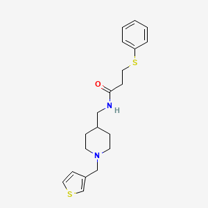 molecular formula C20H26N2OS2 B2607675 3-(phenylthio)-N-((1-(thiophen-3-ylmethyl)piperidin-4-yl)methyl)propanamide CAS No. 1235091-18-5