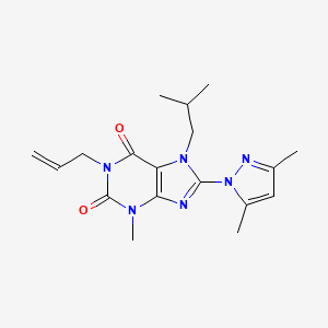 8-(3,5-Dimethylpyrazolyl)-3-methyl-7-(2-methylpropyl)-1-prop-2-enyl-1,3,7-trih ydropurine-2,6-dione
