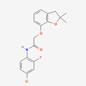 molecular formula C18H17BrFNO3 B2607716 N-(4-bromo-2-fluorophenyl)-2-((2,2-dimethyl-2,3-dihydrobenzofuran-7-yl)oxy)acetamide CAS No. 938995-36-9