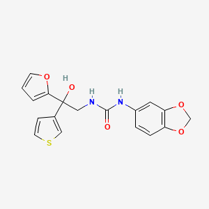 molecular formula C18H16N2O5S B2607744 1-(2H-1,3-benzodioxol-5-yl)-3-[2-(furan-2-yl)-2-hydroxy-2-(thiophen-3-yl)ethyl]urea CAS No. 2034633-27-5