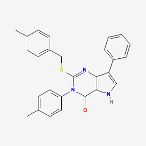 molecular formula C27H23N3OS B2607757 2-((4-methylbenzyl)thio)-7-phenyl-3-(p-tolyl)-3H-pyrrolo[3,2-d]pyrimidin-4(5H)-one CAS No. 1793887-75-8
