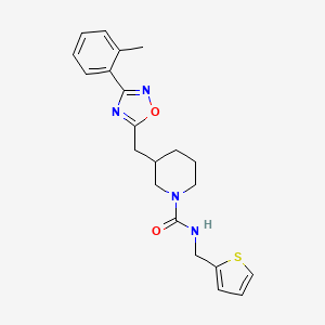 molecular formula C21H24N4O2S B2607770 3-{[3-(2-methylphenyl)-1,2,4-oxadiazol-5-yl]methyl}-N-[(thiophen-2-yl)methyl]piperidine-1-carboxamide CAS No. 1706307-64-3