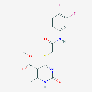 molecular formula C16H15F2N3O4S B2607862 ethyl 4-({[(3,4-difluorophenyl)carbamoyl]methyl}sulfanyl)-6-methyl-2-oxo-1,2-dihydropyrimidine-5-carboxylate CAS No. 946332-69-0