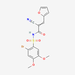 molecular formula C16H13BrN2O6S B2607910 N-(2-bromo-4,5-dimethoxybenzenesulfonyl)-2-cyano-3-(furan-2-yl)prop-2-enamide CAS No. 1376440-38-8