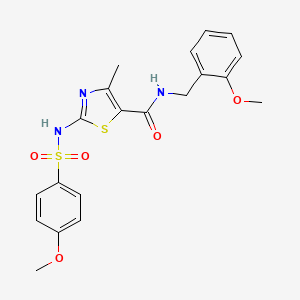 molecular formula C20H21N3O5S2 B2607921 N-(2-methoxybenzyl)-2-(4-methoxyphenylsulfonamido)-4-methylthiazole-5-carboxamide CAS No. 941967-20-0