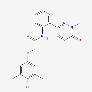 molecular formula C21H20ClN3O3 B2608025 2-(4-chloro-3,5-dimethylphenoxy)-N-(2-(1-methyl-6-oxo-1,6-dihydropyridazin-3-yl)phenyl)acetamide CAS No. 1428349-80-7