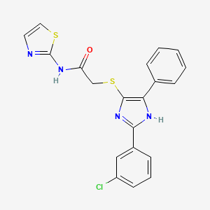 molecular formula C20H15ClN4OS2 B2608031 2-{[2-(3-CHLOROPHENYL)-5-PHENYL-1H-IMIDAZOL-4-YL]SULFANYL}-N-(1,3-THIAZOL-2-YL)ACETAMIDE CAS No. 901258-60-4