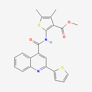 molecular formula C22H18N2O3S2 B2608046 methyl 4,5-dimethyl-2-[2-(thiophen-2-yl)quinoline-4-amido]thiophene-3-carboxylate CAS No. 544691-57-8