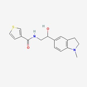 molecular formula C16H18N2O2S B2608053 N-(2-hydroxy-2-(1-methylindolin-5-yl)ethyl)thiophene-3-carboxamide CAS No. 1705399-85-4