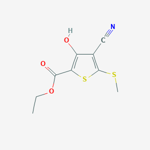 molecular formula C9H9NO3S2 B2608054 Ethyl 4-cyano-3-hydroxy-5-(methylthio)thiophene-2-carboxylate CAS No. 203189-41-7