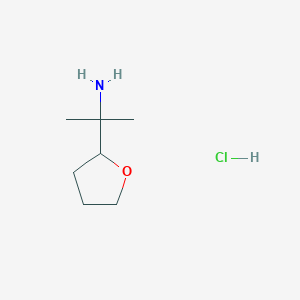 molecular formula C7H16ClNO B2608069 2-(Oxolan-2-yl)propan-2-amine hydrochloride CAS No. 2172187-85-6