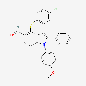 4-[(4-chlorophenyl)sulfanyl]-1-(4-methoxyphenyl)-2-phenyl-6,7-dihydro-1H-indole-5-carbaldehyde