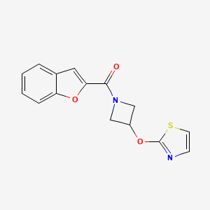 molecular formula C15H12N2O3S B2608071 Benzofuran-2-yl(3-(thiazol-2-yloxy)azetidin-1-yl)methanone CAS No. 1797287-31-0