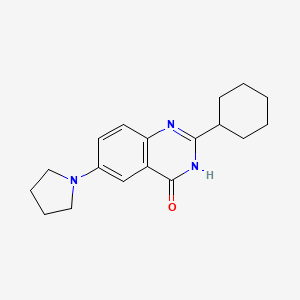 molecular formula C18H23N3O B2608072 2-cyclohexyl-6-(1-pyrrolidinyl)-4(3H)-quinazolinone CAS No. 383147-32-8