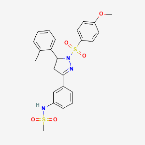 N-{3-[1-(4-methoxybenzenesulfonyl)-5-(2-methylphenyl)-4,5-dihydro-1H-pyrazol-3-yl]phenyl}methanesulfonamide