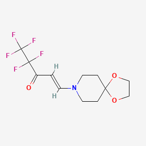 molecular formula C12H14F5NO3 B2608090 (1E)-1-{1,4-dioxa-8-azaspiro[4.5]decan-8-yl}-4,4,5,5,5-pentafluoropent-1-en-3-one CAS No. 866144-13-0