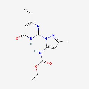 ethyl (1-(4-ethyl-6-oxo-1,6-dihydropyrimidin-2-yl)-3-methyl-1H-pyrazol-5-yl)carbamate