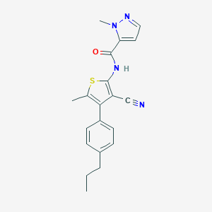 molecular formula C20H20N4OS B260811 N-[3-cyano-5-methyl-4-(4-propylphenyl)thiophen-2-yl]-1-methyl-1H-pyrazole-5-carboxamide 