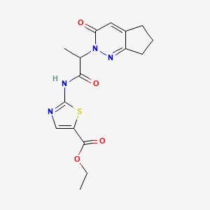 ethyl 2-(2-(3-oxo-3,5,6,7-tetrahydro-2H-cyclopenta[c]pyridazin-2-yl)propanamido)thiazole-5-carboxylate